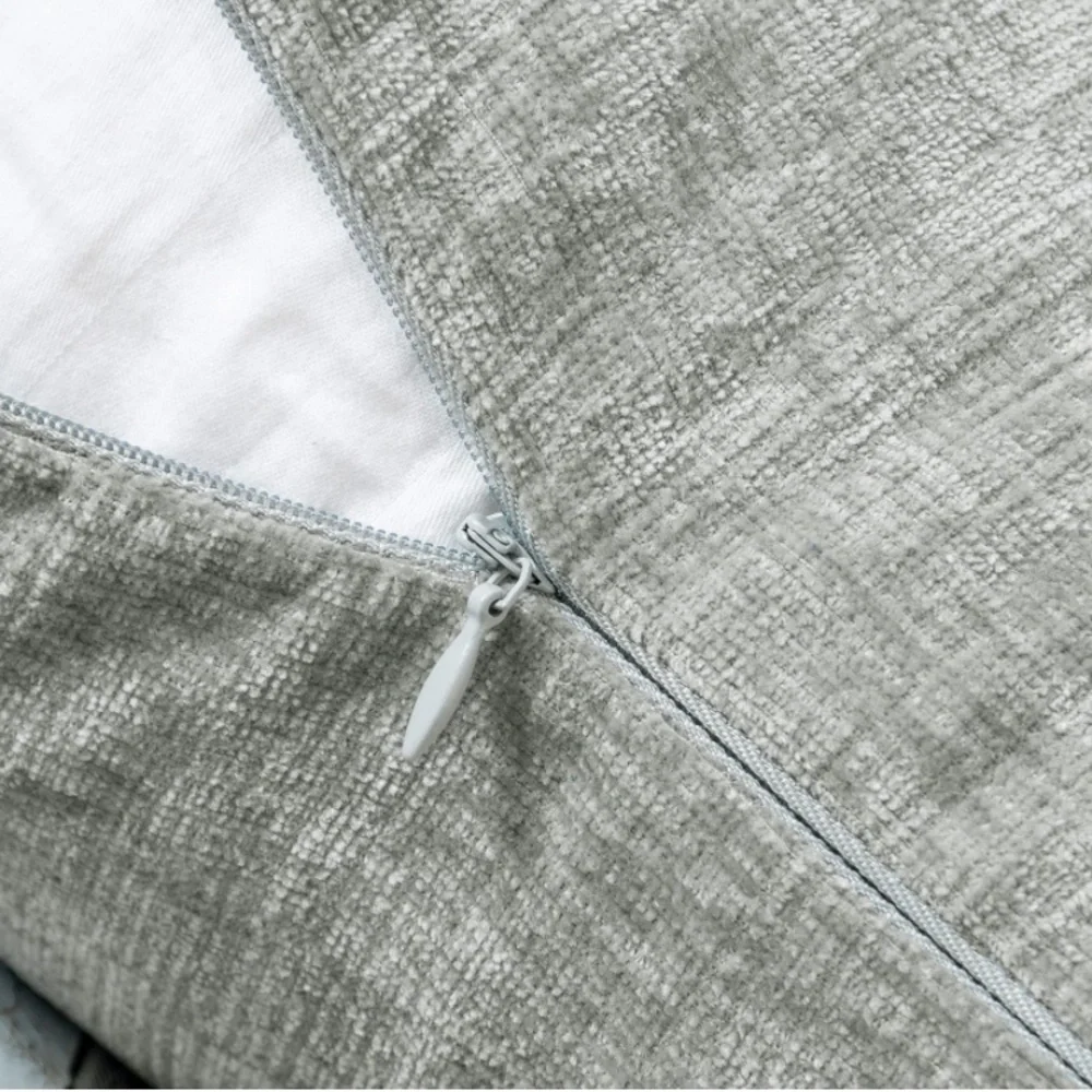 Luxury Home | Elegant Soft Grey Luxe Chenille Textured Throw Pillow Covers